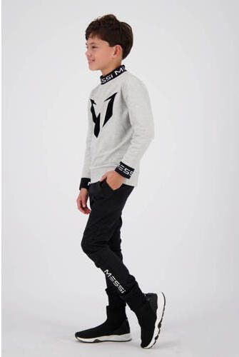 VINGINO x Messi sweater Nasim met logo grijs melange zwart Jongens Stretchkatoen Opstaande kraag 104 - Foto 5