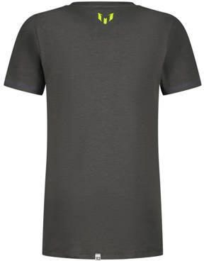 VINGINO x Messi T-shirt met logo antraciet neongeel Grijs Jongens Stretchkatoen Ronde hals 104 - Foto 3