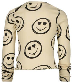 VINGINO x Senna Bellod longsleeve Mayte met all over print beige zwart Meisjes Stretchkatoen Ronde hals 116 - Foto 5