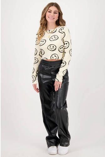 VINGINO x Senna Bellod longsleeve Mayte met all over print beige zwart Meisjes Stretchkatoen Ronde hals 116 - Foto 4