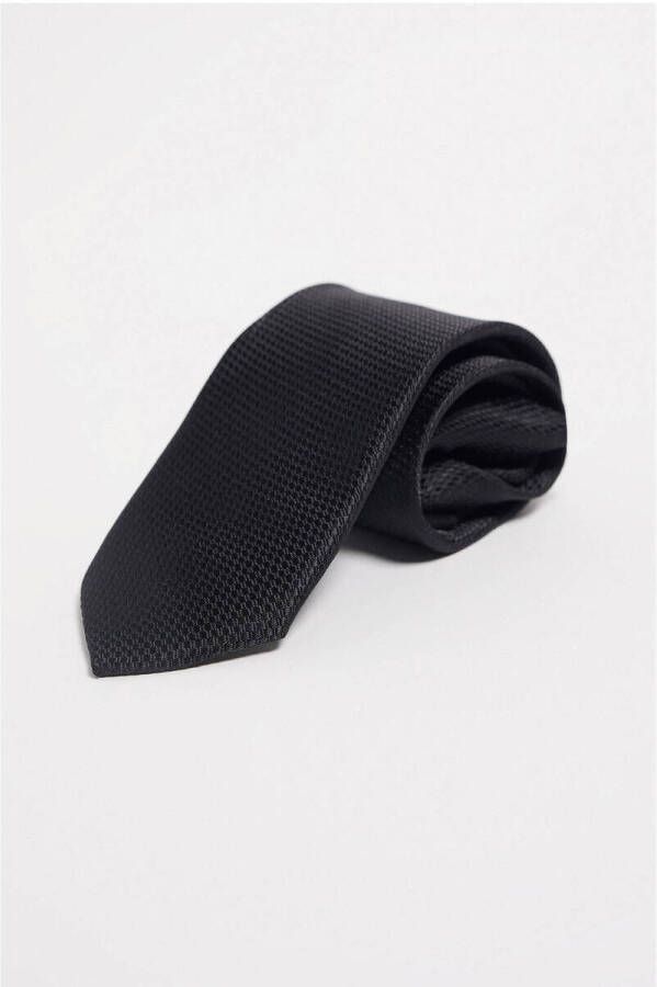WE Fashion stropdas met textuur zwart Jongens Polyester Effen S - Foto 4