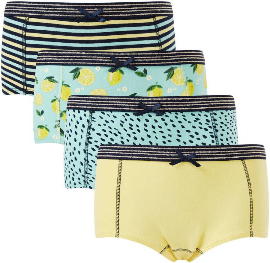 WE Fashion hipster set van 4 geel groen blauw Slip Meisjes Katoen All over print 110 116