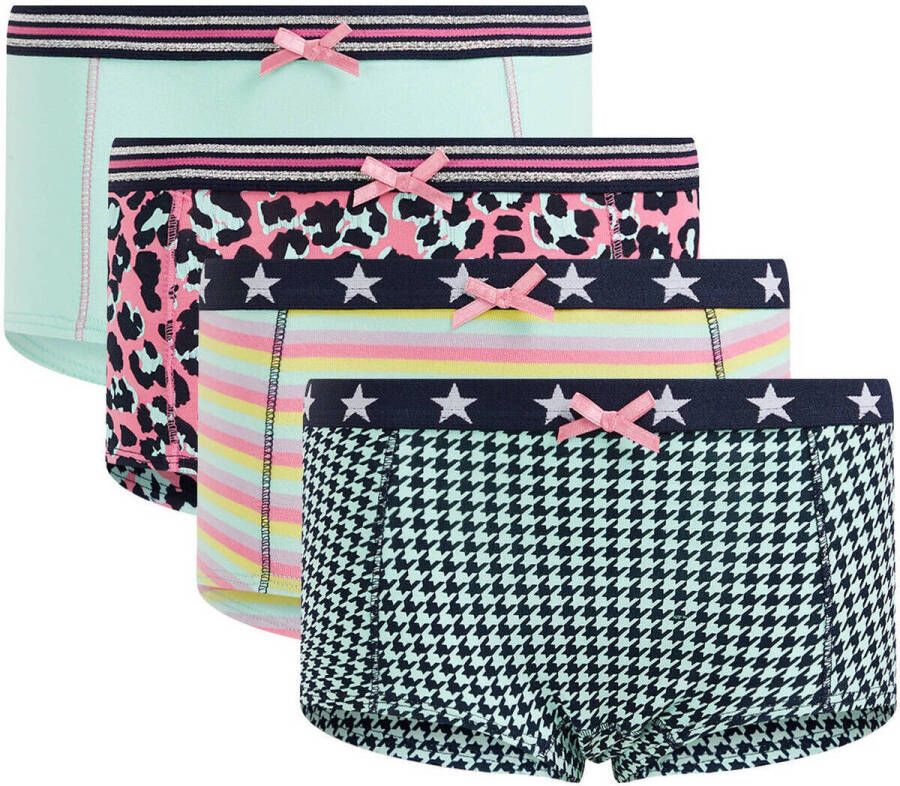 WE Fashion hipster set van 4 mintgroen geel roze Slip Meisjes Stretchkatoen 110 116