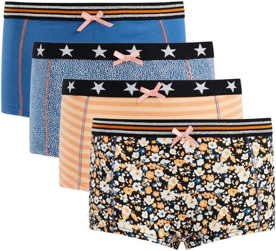 WE Fashion hipster set van 4 oranje blauw Slip Meisjes Stretchkatoen 110 116