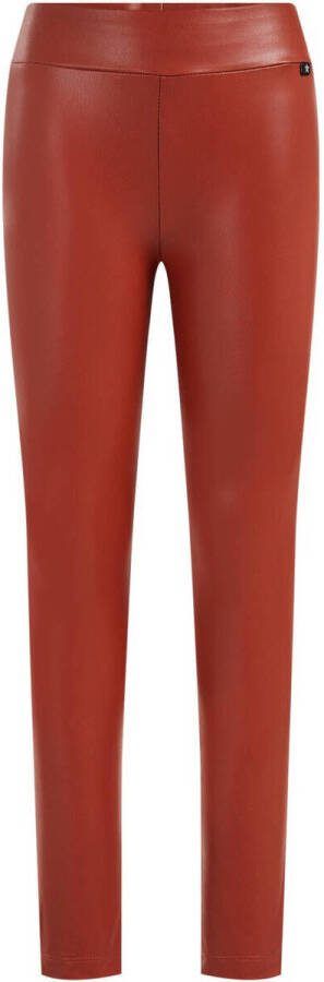 WE Fashion imitatieleren skinny broek oranjerood Meisjes Imitatieleer Effen 110 116 - Foto 2