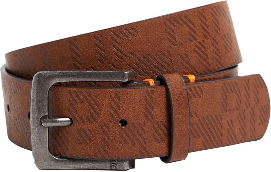 WE Fashion riem met all-over print bruin Jongens Imitatieleer All over print 55 cm