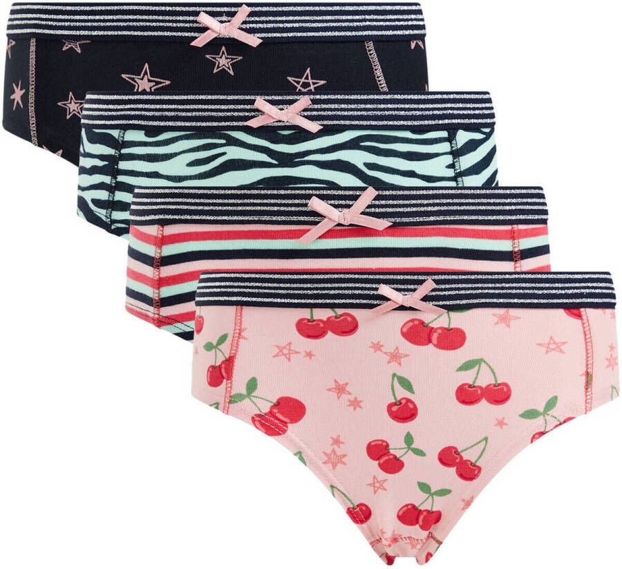 WE Fashion slip set van 4 multi Meisjes Katoen All over print 110 116