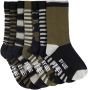 WE Fashion sokken set van 7 kaki grijs zwart Groen Jongens Katoen Mixprint 27 30 - Thumbnail 2