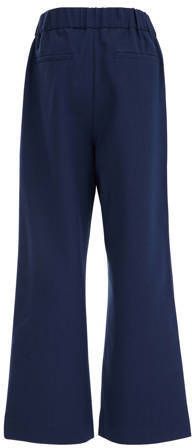 WE Fashion straight fit broek donkerblauw Meisjes Polyester Effen 104