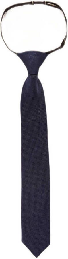WE Fashion stropdas met textuur donkerblauw Jongens Polyester Effen S - Foto 3