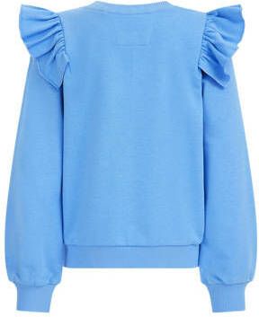 WE Fashion sweater met ruches blauw 110 116