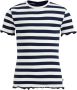 WE Fashion gestreept T-shirt donkerblauw wit Meisjes Katoen Ronde hals 110 116 - Thumbnail 2