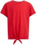 WE Fashion T-shirt rood Meisjes Katoen Ronde hals Effen 134 140 - Thumbnail 2