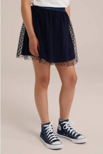 WE Fashion a-lijn rok donkerblauw Meisjes Polyester Stip 110 116 - Foto 3