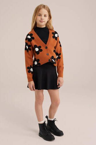 WE Fashion a-lijn rok zwart Meisjes Viscose Effen 134 140