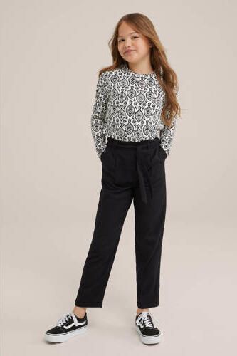 WE Fashion all over print longsleeve black uni Zwart Meisjes Katoen Ronde hals 158 164 - Foto 2