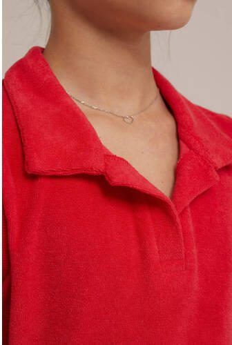 WE Fashion badstof jurk lichtroze Rood Effen 92 | Jurk van - Foto 2