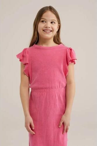 WE Fashion badstof jurk shrimp Roze Effen 92 | Jurk van - Foto 3