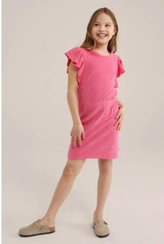 WE Fashion badstof jurk shrimp Roze Effen 92 | Jurk van - Foto 2