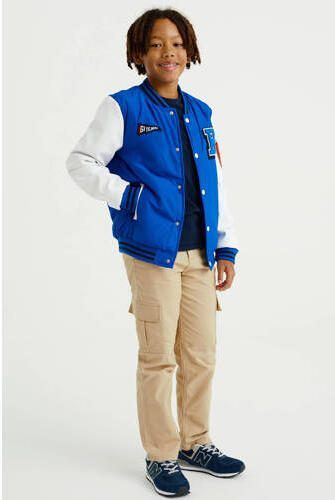 WE Fashion baseball jacket van polyester blauw wit Jas Meerkleurig 110 116 - Foto 2