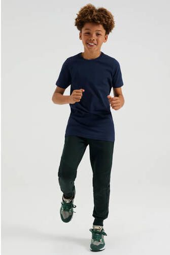 WE Fashion basic T-shirt donkerblauw Jongens Stretchkatoen Ronde hals Effen 134 140 - Foto 6