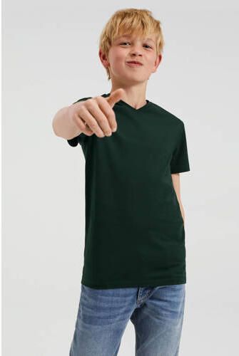 WE Fashion basic T-shirt donkergroen Jongens Stretchkatoen V-hals Effen 134 140 - Foto 3