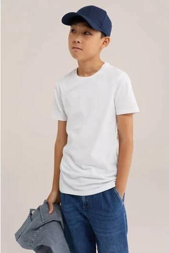 WE Fashion basic T-shirt wit Jongens Stretchkatoen Ronde hals Effen - Foto 3