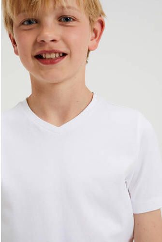 WE Fashion basic T-shirt wit Jongens Stretchkatoen V-hals Effen 110 116 - Foto 6