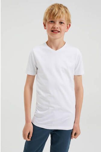WE Fashion basic T-shirt wit Jongens Stretchkatoen V-hals Effen 110 116 - Foto 7