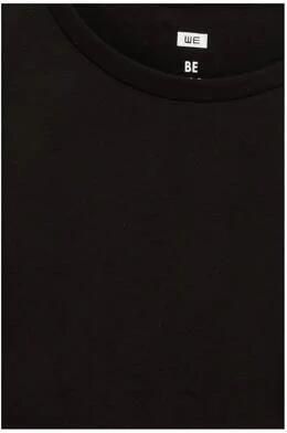 WE Fashion basic T-shirt zwart Jongens Stretchkatoen Ronde hals Effen 146 152 - Foto 3