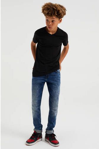 WE Fashion basic T-shirt zwart Jongens Stretchkatoen V-hals Effen 170 176 - Foto 4
