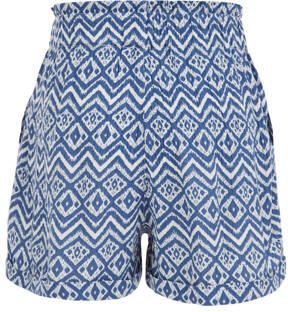 WE Fashion bermuda met all over print blauw wit Korte broek Meisjes Viscose 110 116