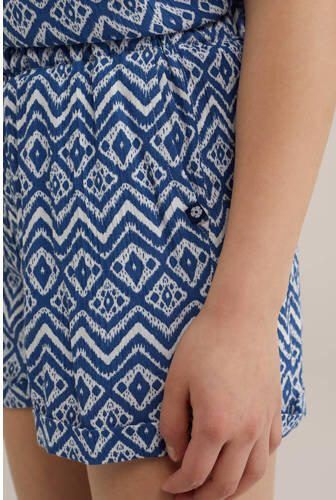 WE Fashion bermuda met all over print blauw wit Korte broek Meisjes Viscose 110 116 - Foto 2
