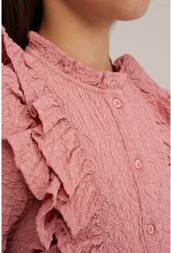 WE Fashion blouse roze Meisjes Polyester Opstaande kraag Effen 158 164
