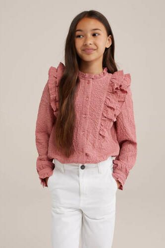 WE Fashion blouse roze Meisjes Polyester Opstaande kraag Effen 158 164 - Foto 3
