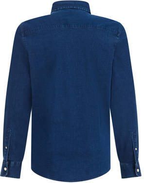 WE Fashion Blue Ridge denim overhemd dark blue denim Blauw Jongens Stretchkatoen Klassieke kraag 122 128 - Foto 2