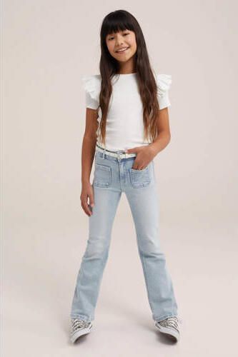 WE Fashion Blue Ridge flared jeans light blue denim Broek Blauw Meisjes Stretchdenim 104