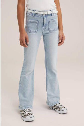 WE Fashion Blue Ridge flared jeans light blue denim Broek Blauw Meisjes Stretchdenim 104 - Foto 2