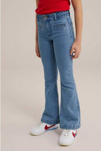 WE Fashion Blue Ridge flared jeans medium blue denim Broek Blauw Meisjes Stretchdenim 104