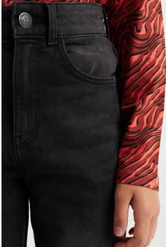 WE Fashion Blue Ridge high waist tapered fit jeans black denim Zwart Meisjes Stretchdenim 134 - Foto 3