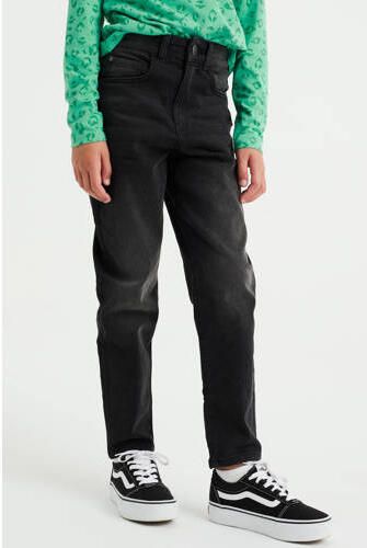 WE Fashion Blue Ridge high waist tapered fit jeans black denim Zwart Meisjes Stretchdenim 134 - Foto 2