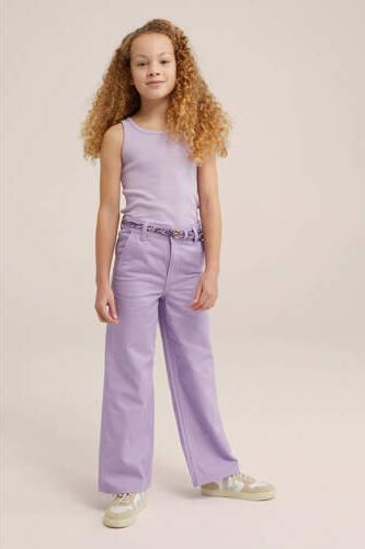 WE Fashion Blue Ridge high waist wide leg broek lila Jeans Paars Meisjes Denim 110 - Foto 3