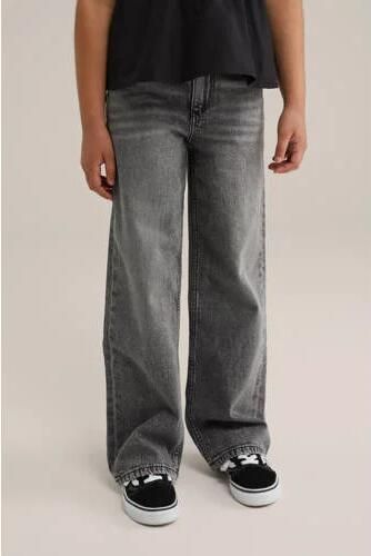 WE Fashion Blue Ridge high waist wide leg jeans grey denim Grijs Effen 122