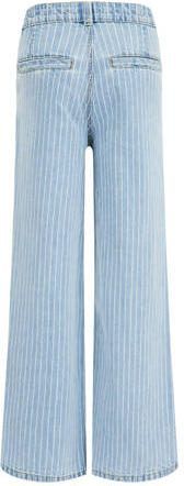 WE Fashion Blue Ridge high waist wide leg jeans met krijtstreep bleached denim Blauw 110 - Foto 1