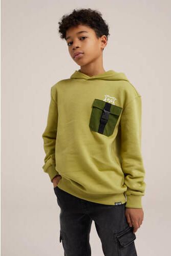 WE Fashion Blue Ridge hoodie groen Sweater Effen 110 116