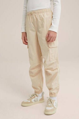 WE Fashion Blue Ridge loose fit cargobroek zand Beige Meisjes Katoen Effen 110 - Foto 2