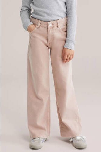 WE Fashion Blue Ridge low waist wide leg jeans roze Meisjes Denim Effen