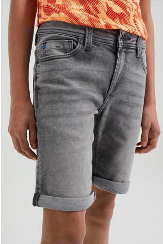WE Fashion Blue Ridge slim fit jeans bermuda grey denim short Grijs Jongens Stretchdenim 104 - Foto 3
