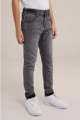 WE Fashion Blue Ridge slim fit jeans soft grey denim Grijs Jongens Stretchdenim 110