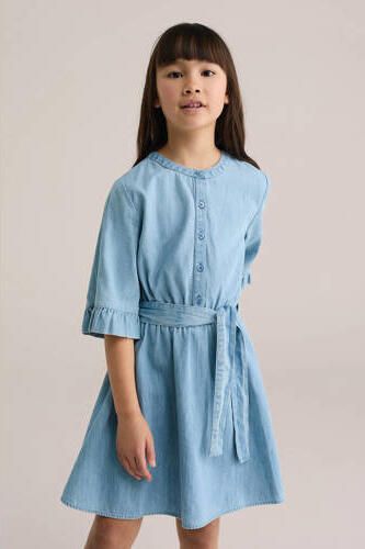 WE Fashion Blue Ridge spijkerjurk light blue denim Blauw Meisjes Katoen Ronde hals